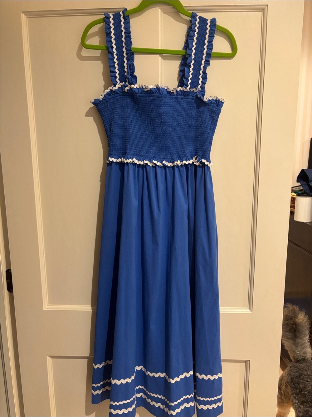 En Saison Royal Blue Smocked Sundress with White Trim